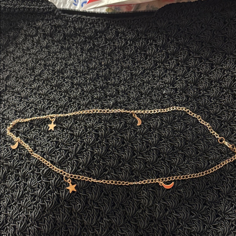 Gold Star and Moon Charm Necklace